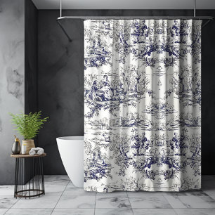 Elegant vintage black toile de jouy pattern shower curtain