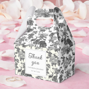 Elegant Vintage Black White Toile Deer Pattern Favor Boxes