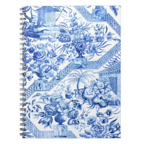 Elegant Vintage Blue and White Chinoiserie Notebook