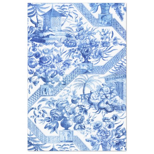 Elegant Vintage Blue and White Chinoiserie Tissue Paper