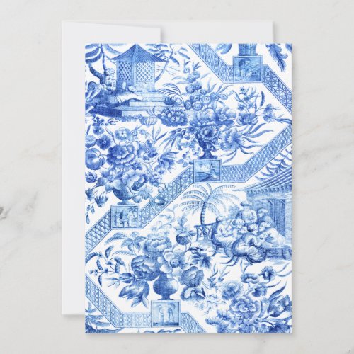 Elegant Vintage Blue and White Pagoda Chinoiserie Note Card