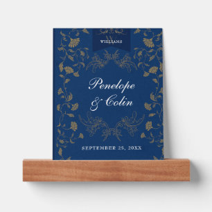 Elegant Vintage Blue Bride Groom Wedding Gift Picture Ledge