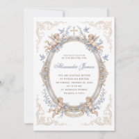 Elegant Vintage Blue Cherub Angel Baptism