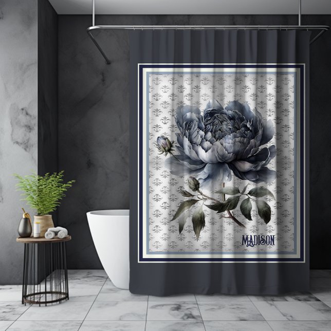 Elegant vintage Blue chinoiserie toile de jouy Shower Curtain (Creator Uploaded)