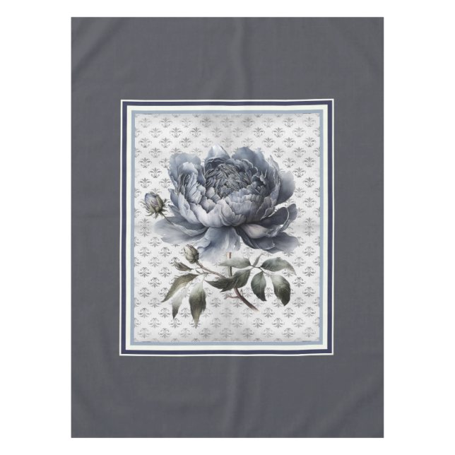 Elegant vintage Blue chinoiserie toile de jouy Tablecloth (Front)