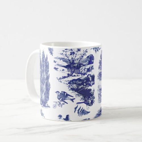 Elegant Vintage Blue Country Pastoral Toile Coffee Coffee Mug