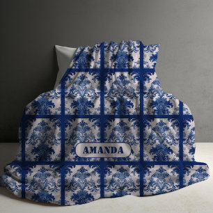 Elegant vintage Blue damask repeat pattern Duvet Cover