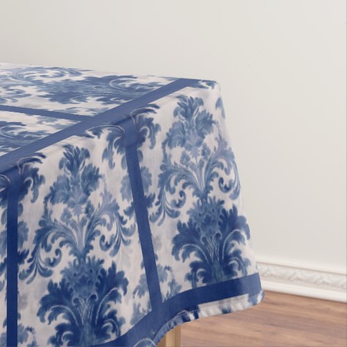 Elegant vintage Blue damask repeat pattern  Tablecloth