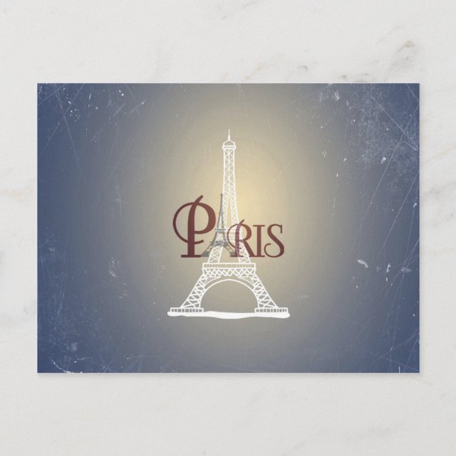 Elegant Vintage Blue Eiffel Tower Paris Design Postcard (Front)