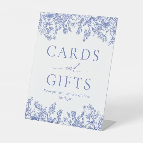 Elegant Vintage Blue Floral Cards and Gifts Sign