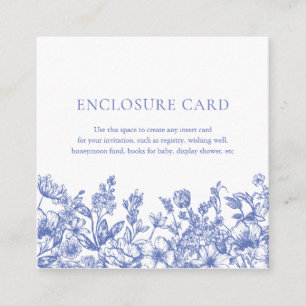 Elegant Vintage Blue Floral Enclosure Card