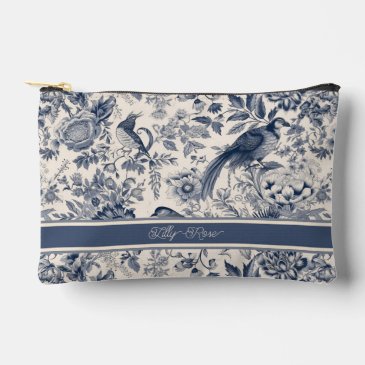 Elegant Vintage Blue Floral Pattern, Toile de Jouy