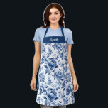 Elegant Vintage Blue Floral Toile Baking Apron<br><div class="desc">A beautiful blue and yellow baking apron featuring a pretty lemon pattern. Makes a great gift for a friend. Personalize it for a cute birthday gift. Designed for you by blackberry Boulevard.</div>