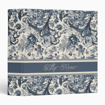Elegant Vintage Blue Floral Toile Fleurie 
