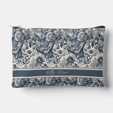 Elegant Vintage Blue Floral Toile Fleurie 