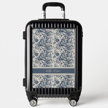 Elegant Vintage Blue Floral Toile Fleurie 