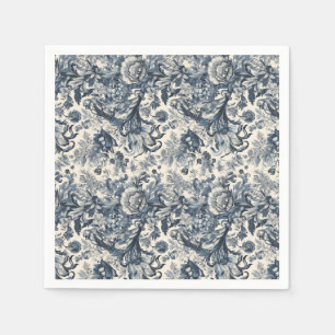 Elegant Vintage Blue Floral Toile Fleurie  Napkins