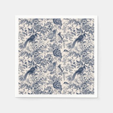 Elegant Vintage Blue Floral Toile Fleurie 