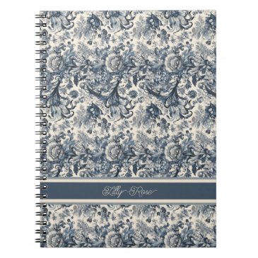 Elegant Vintage Blue Floral Toile Fleurie 