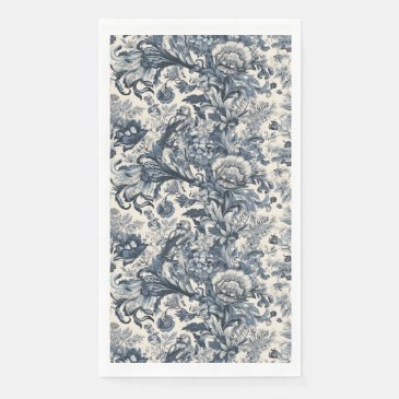 Elegant Vintage Blue Floral Toile Fleurie 
