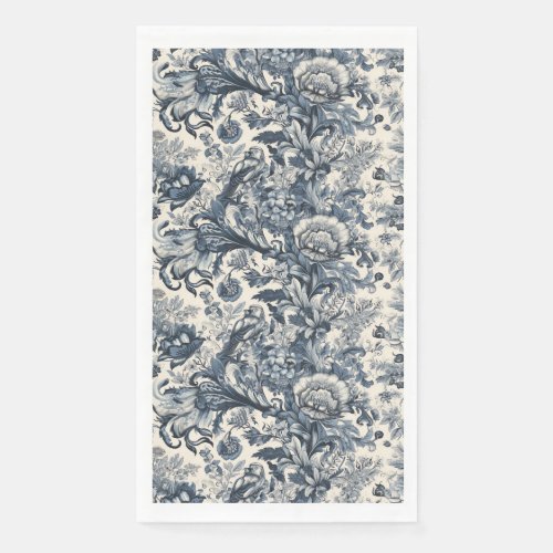 Elegant Vintage Blue Floral Toile Fleurie  Paper Guest Towels