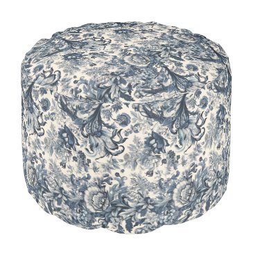 Elegant Vintage Blue Floral Toile Fleurie 