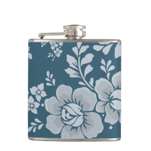 Elegant Vintage Blue Flower Pattern Flask