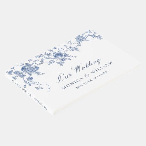 Elegant Vintage Blue French Garden Floral Wedding Guest Book