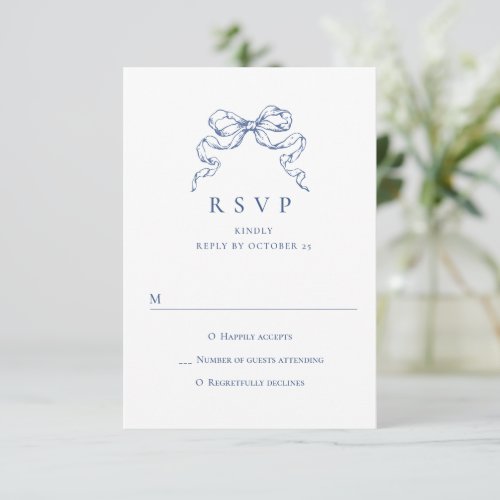 Elegant Vintage Blue French Garden Floral Wedding RSVP Card