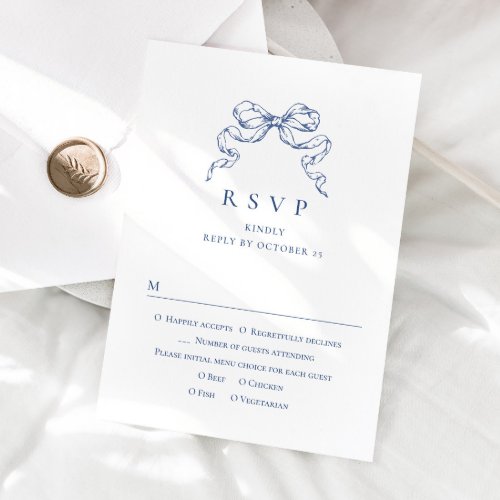 Elegant Vintage Blue French Garden Floral Wedding RSVP Card