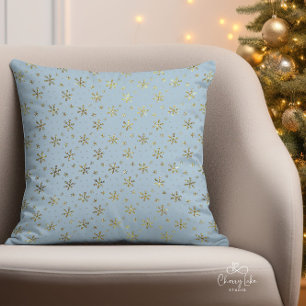 Elegant Vintage Blue Gold Stars Throw Pillow