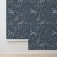 Elegant Vintage Blue Gray Horse Floral Pattern