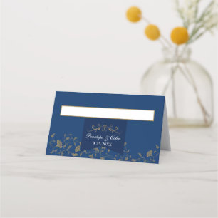 Elegant Vintage Blue Library Wedding Place Cards