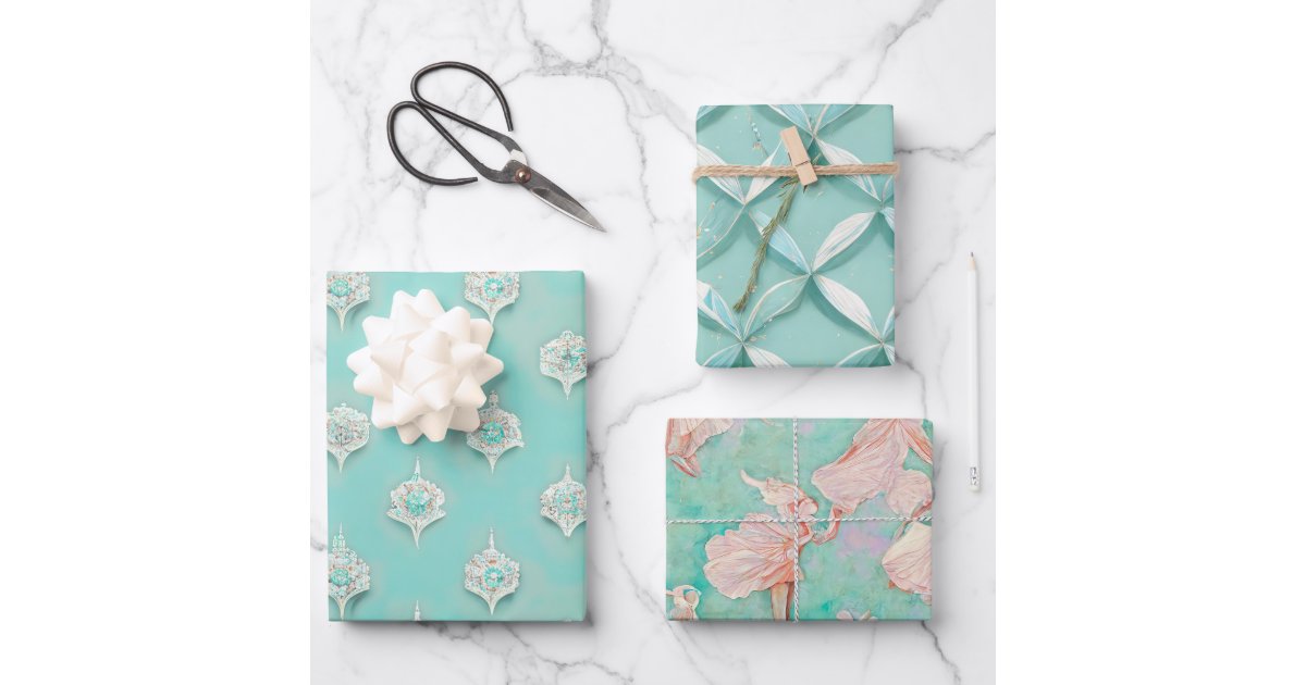 Elegant Vintage Blue Mixed Textures Wrapping Paper Sheets | Zazzle