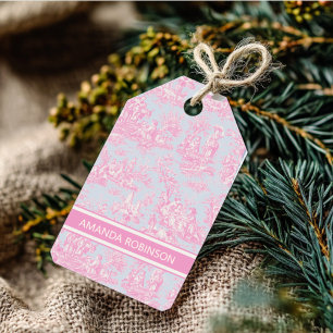 Elegant vintage blue pink toile de jouy gift tags