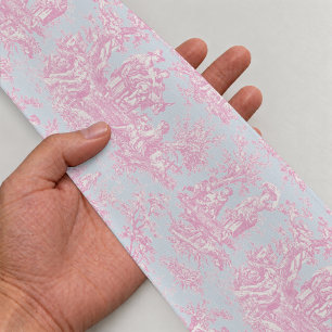 Elegant vintage blue pink toile de jouy satin ribbon