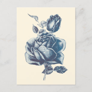 Elegant Vintage Blue Rose Postcard