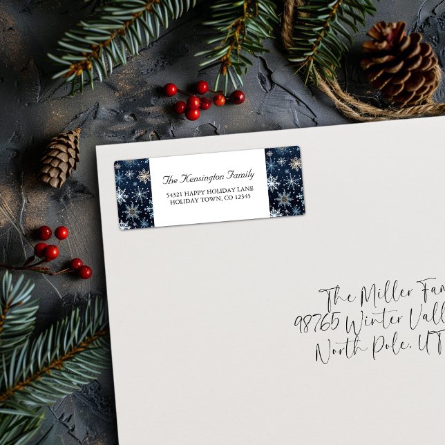 Elegant Vintage Blue Snowflakes Winter Label (Elegant Vintage Blue Snowflakes Winter Label)