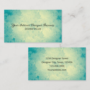 Elegant Vintage Blue Teal Beige Watercolor Texture Business Card