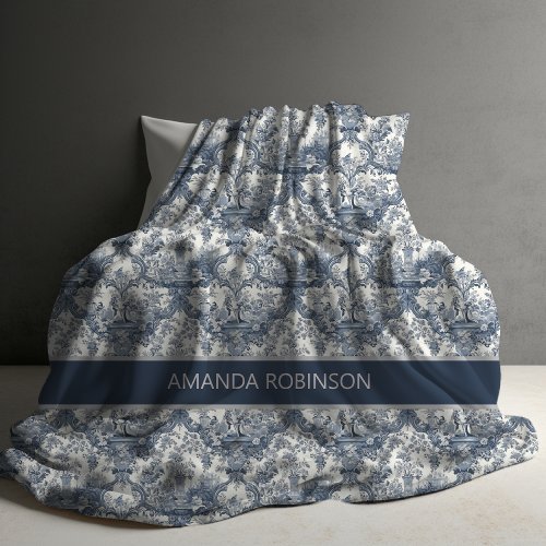 Elegant vintage Blue toile de jouy monogram Duvet Cover