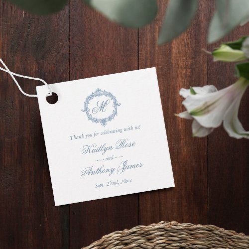 Elegant Vintage Blue Toile Monogram Wedding
