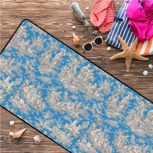 Elegant vintage blue turquoise toile de jouy desk mat