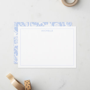 Elegant Vintage Blue Venetian Bold Floral Note Card