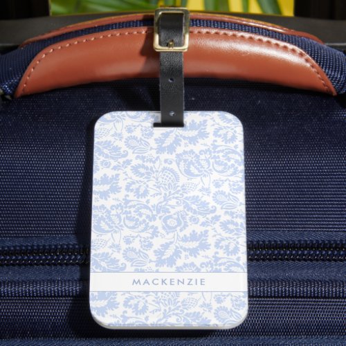 Elegant Vintage Blue Venetian Floral Botanical Luggage Tag