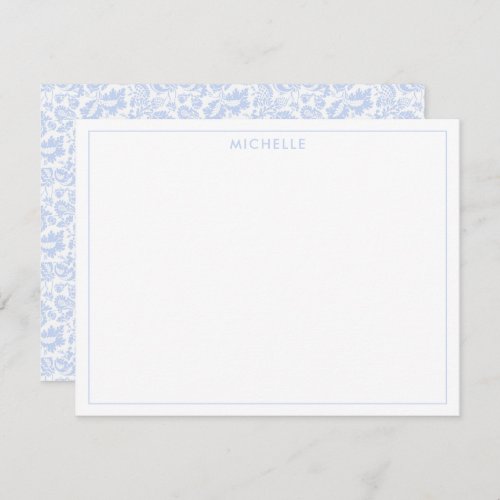 Elegant Vintage Blue Venetian Floral Botanical Note Card