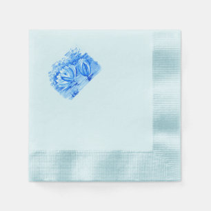 Elegant vintage blue water lilies napkins