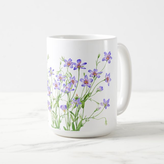 Elegant Vintage Blue Wildflowers Large Mug (Front Right)