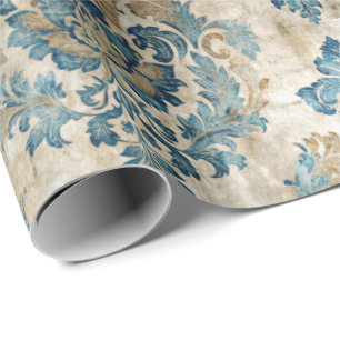 Elegant Vintage Blue Wrapping Paper