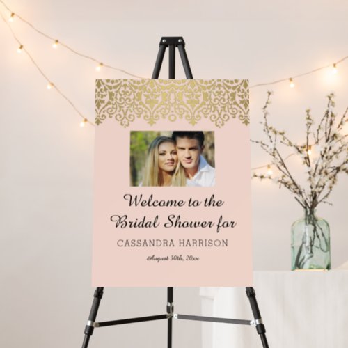 Elegant Vintage Blush Gold Welcome Bridal Shower Foam Board