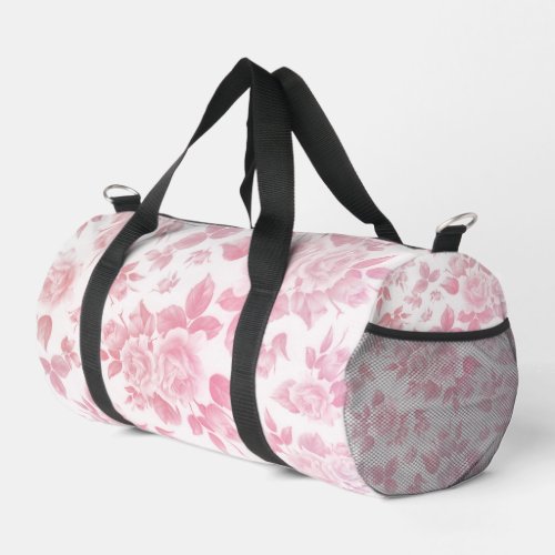 Elegant vintage blush pink botanical floral duffle bag